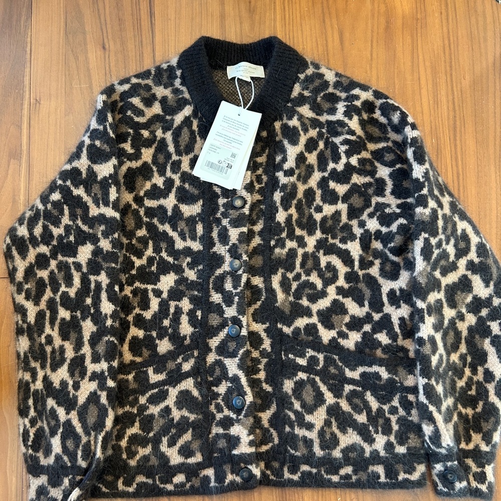 Sezane Black and Tan Teddy Jacket